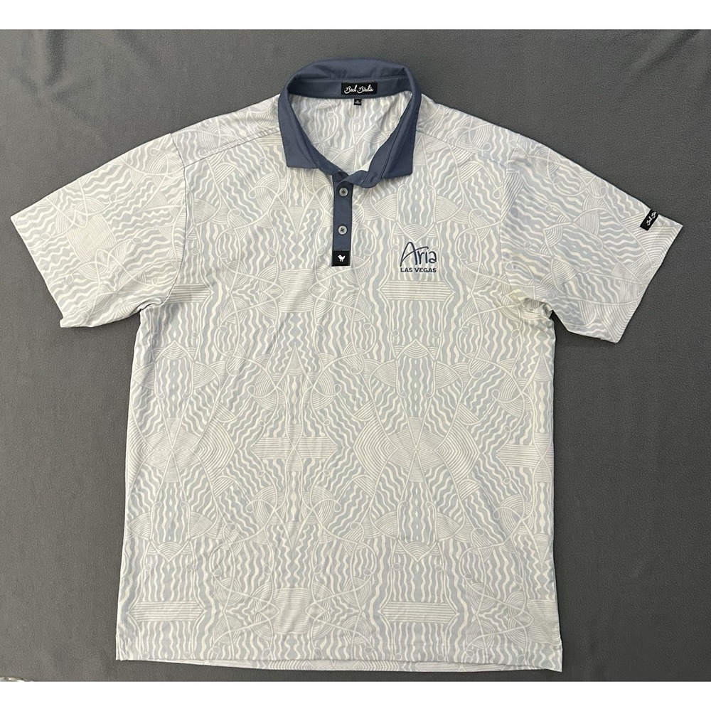 Bad Birdie Golf Polo Shirt Mens Large White Stretch Performance ARIA LAS VEGAS